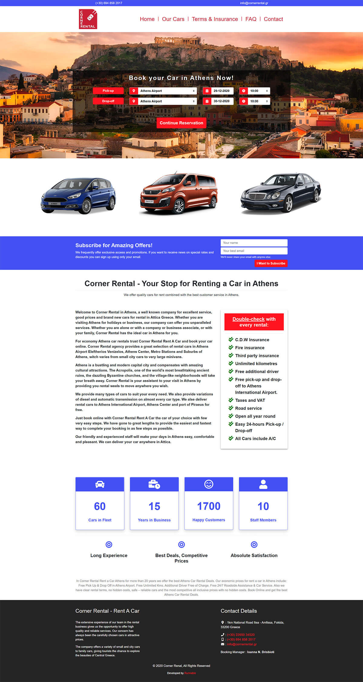 Έργο που αφορά στην κατασκευή ιστοσελίδας Corner Rental.